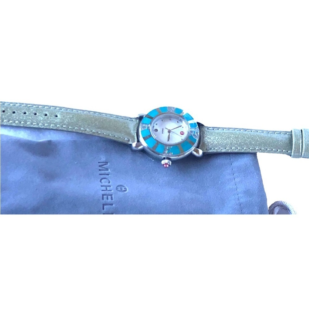 Michele Coral Turquoise 43 Diamonds Watch MW14B01F6025 SS Sapphire Crystal Swiss - Picture 16 of 16